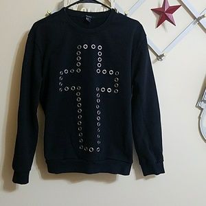Eyelet Crew Neck Sweatshirt